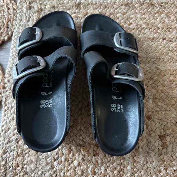 Birkenstock Nora Big Buckle Sandals – Black – Silver Buckles – Size EU 38 / US W - Picture 8 of 13
